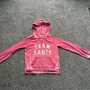 Grayson Social Girl’s Team Santa Distressed Lightweight Hooded Top, Size XS, 4/5